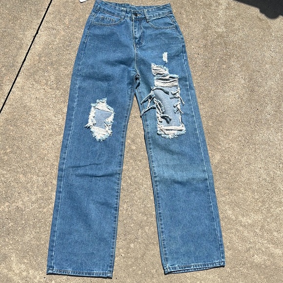 Distressed Wide Leg Jeans Size Small - Picture 2 of 4